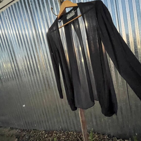 Women's Size Small NIC+ZOE Lightweight Black Flowy Cardigan with Sheer Back - Picture 15 of 16